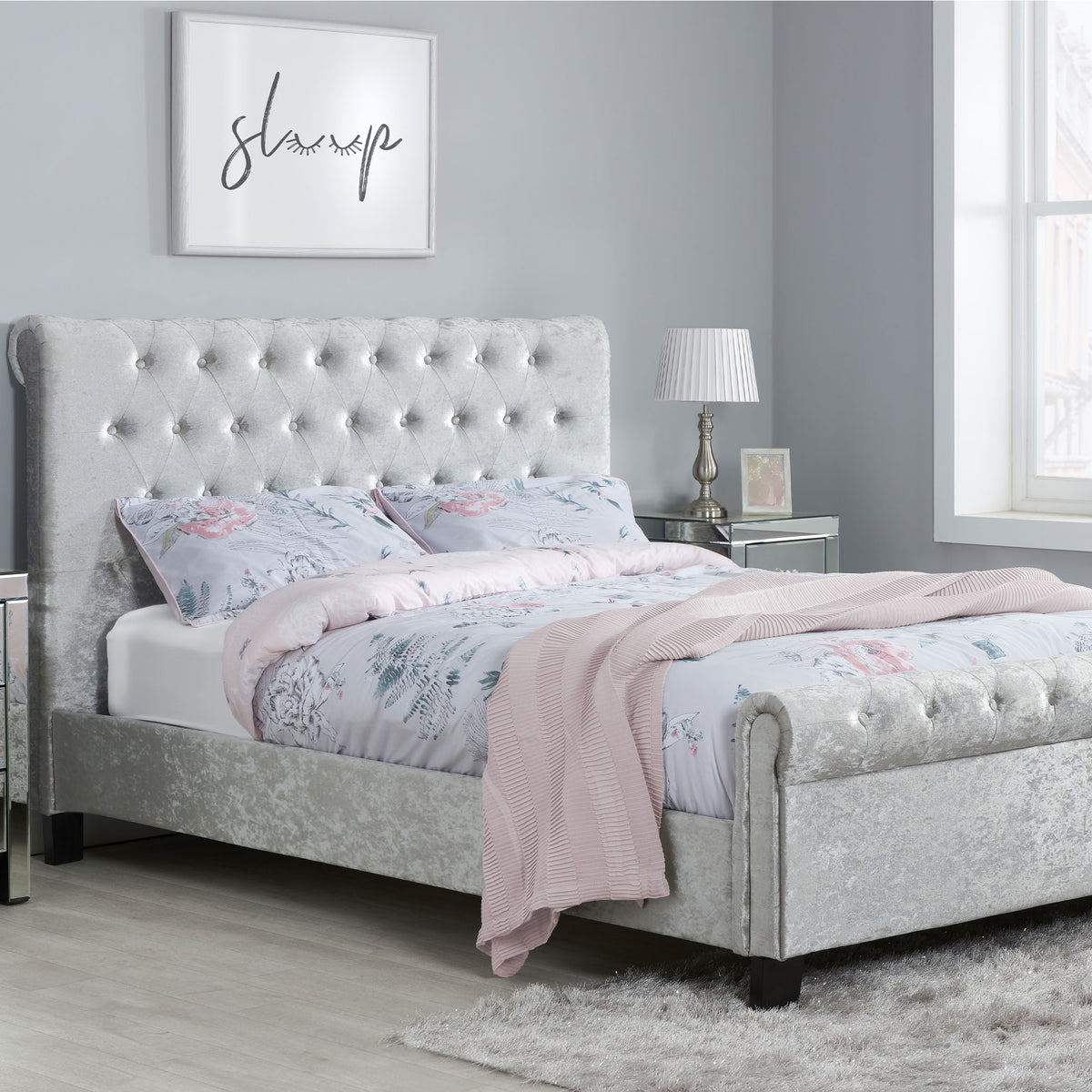 Sienna Grey Fabric Bed