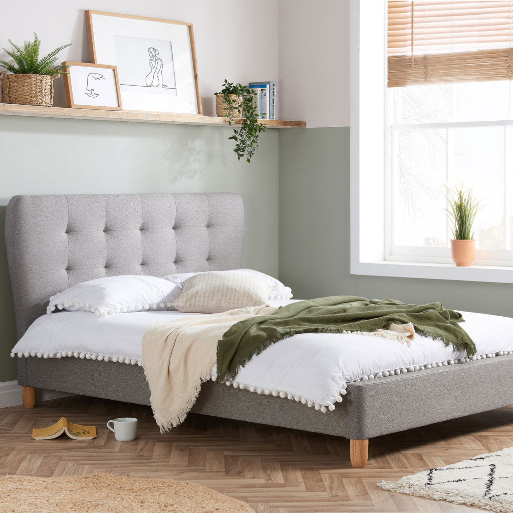 Stockholm Grey Fabric Bed