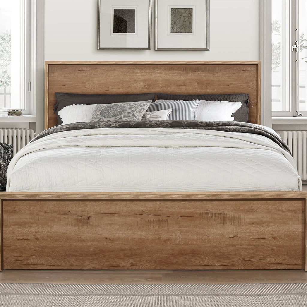 Stockwell Rustic Oak Double Bed Front