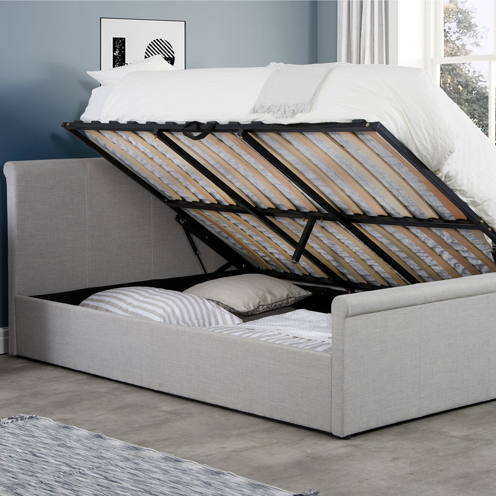 Stratus Grey Side Ottoman Bed Double Beds With Storage – Grove