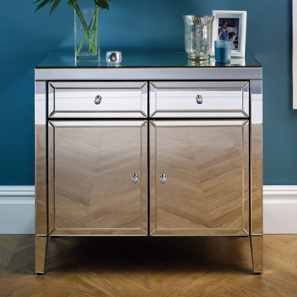 Valencia Mirrored 2 Drawer 2 Door Sideboard Front