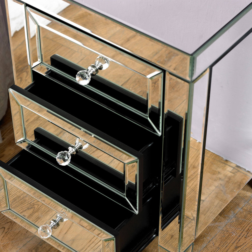 Valencia Mirrored 3 Drawer Bedside Drawers