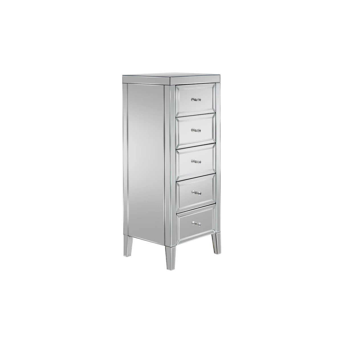 Valencia Mirrored 5 Drawer Narrow Chest Side