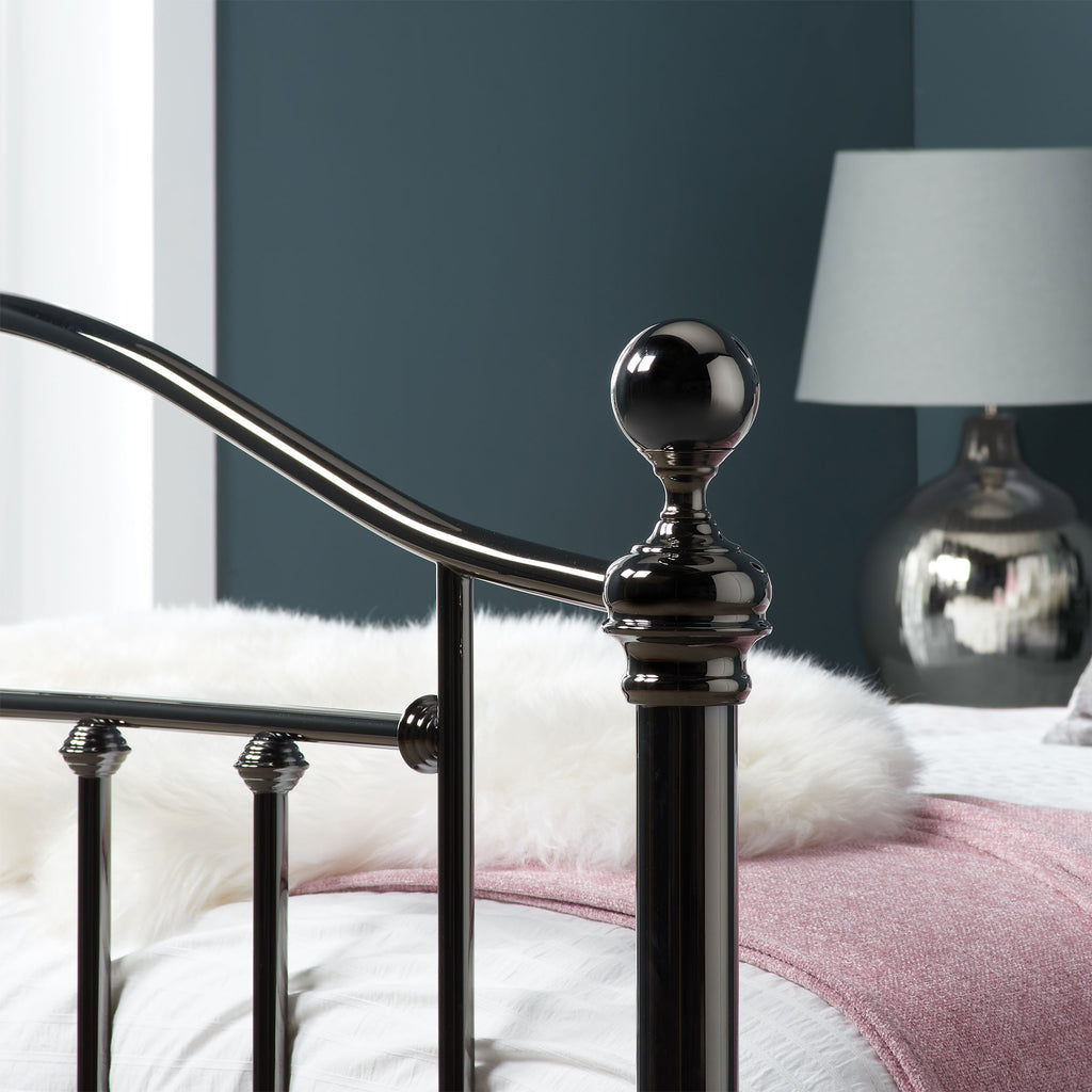 Victoria Black Nickel Metal Bed Frame Detail