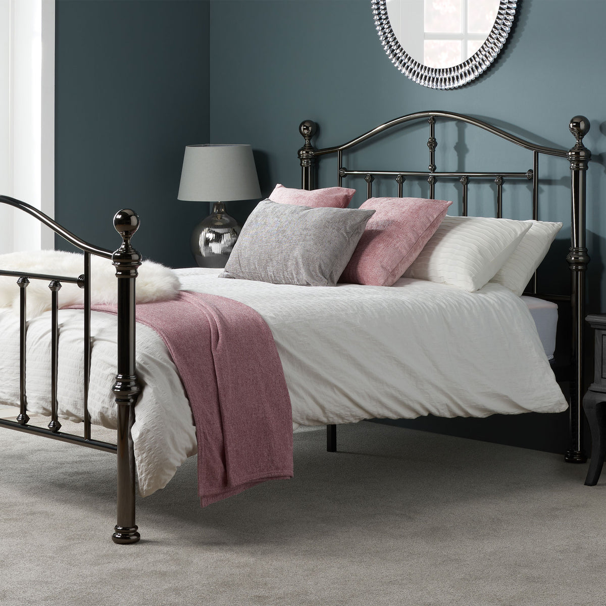 Victoria Black Nickel Metal Bed Frame