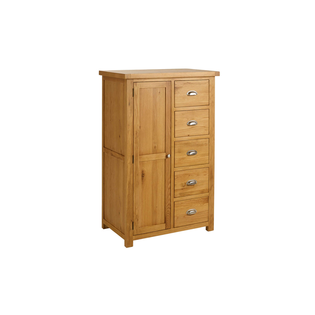 Woburn Oak 1 Door 5 Drawer Wardrobe Side