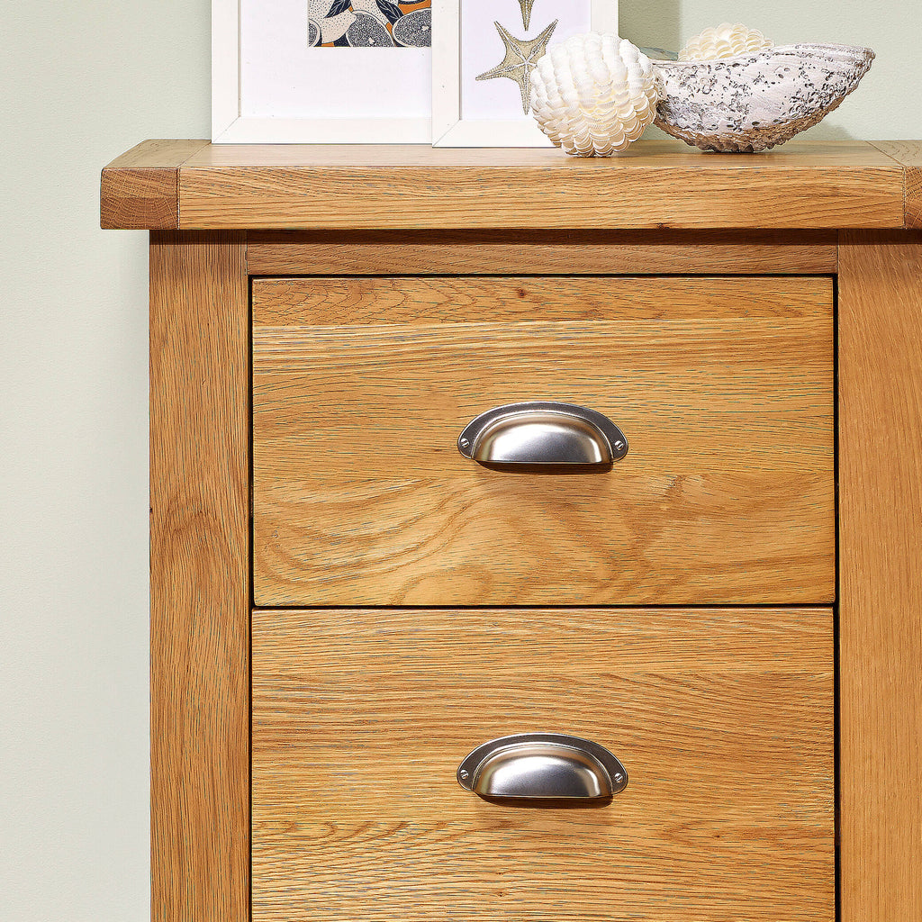 Woburn Oak 4 Drawer Narrow Chest Front View