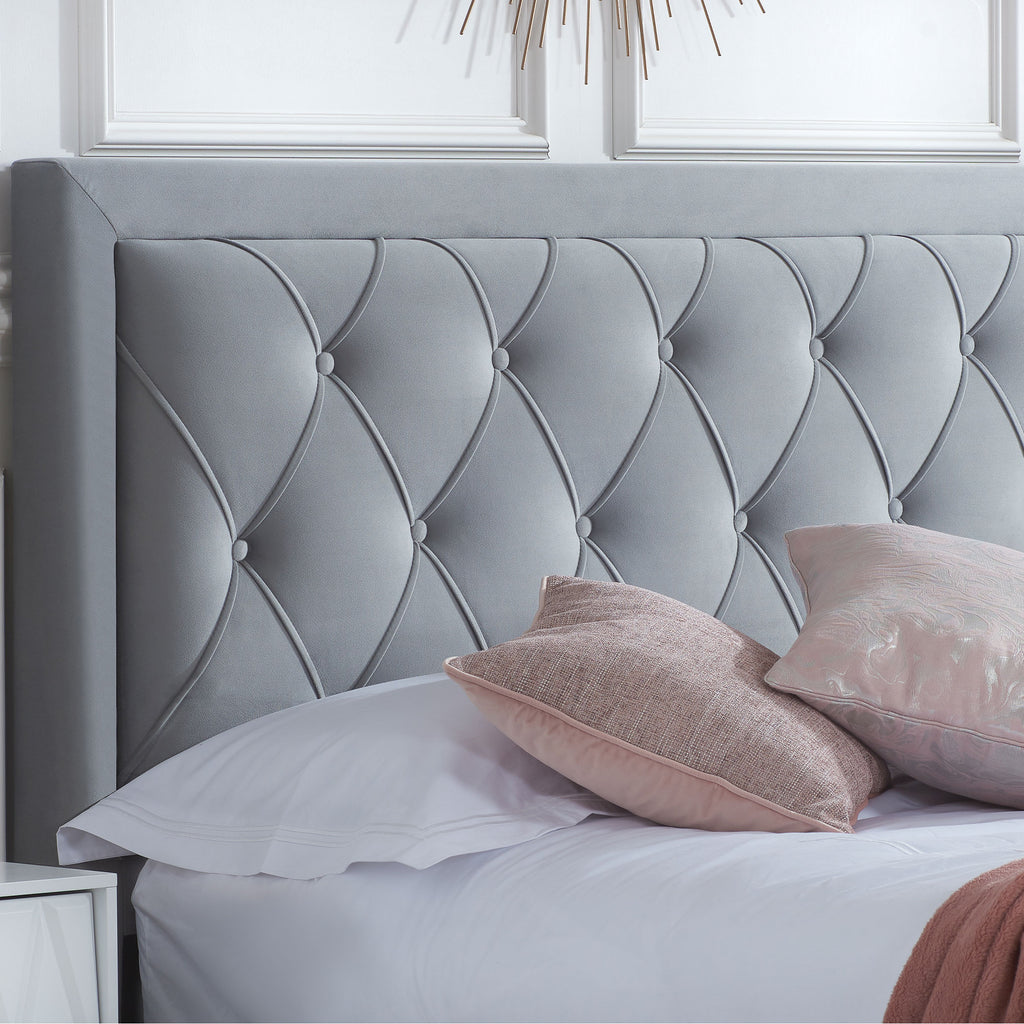 Woodbury Grey Fabric Bed Headboard