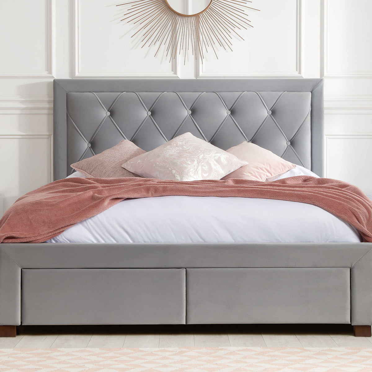 Woodbury Grey Fabric Bed