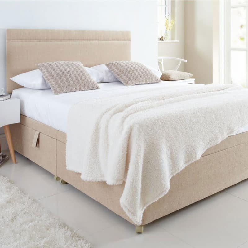 Amber Chenille Fabric Side Ottoman Bed