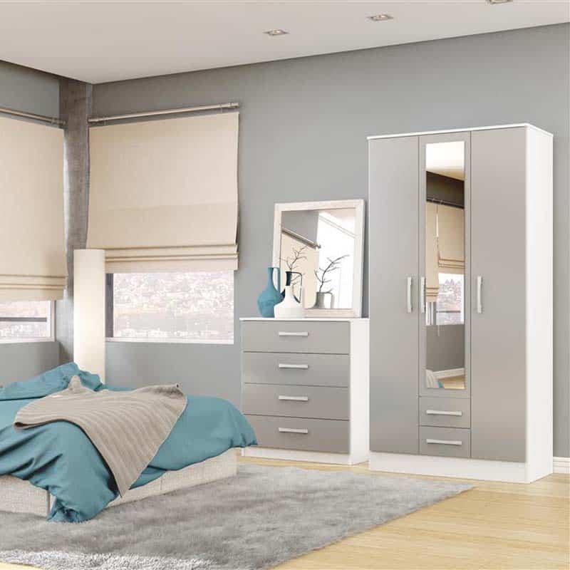 Lynx White and Grey 4 Door Chest of Drawers